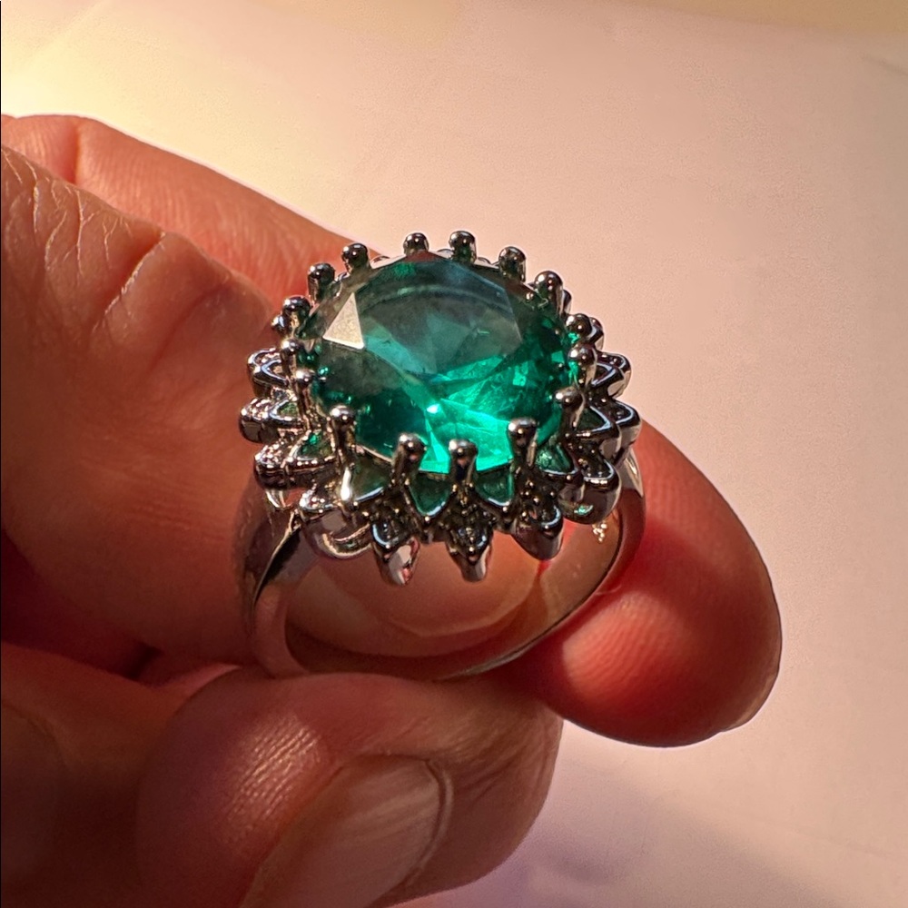 Emerald Ring Solid 925 Sterling Silver Rings Size… - image 5